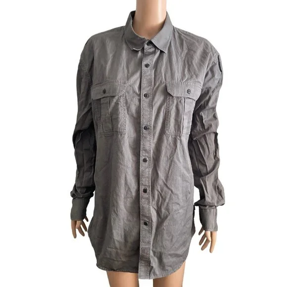 Sean John Shirt Mens XXL Button Front Dark Gray Tailored Fit
